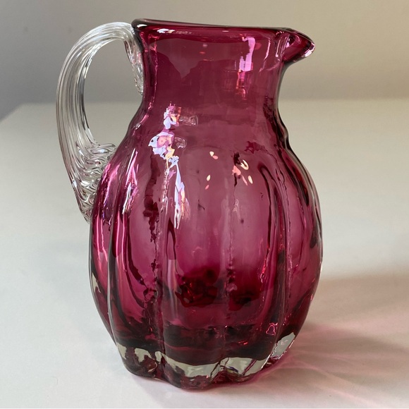 Vintage Pilgrim Glass Quincy Cranberry Miniature Pitcher - Hand Blown 4” - Picture 3 of 9